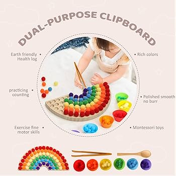 Amazon | Mamimami Home 箸トレーニングおもちゃ 虹の積み木 木製